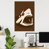 Poster Requin avec un projecteur laser Frickin' (Bureau à domicile)