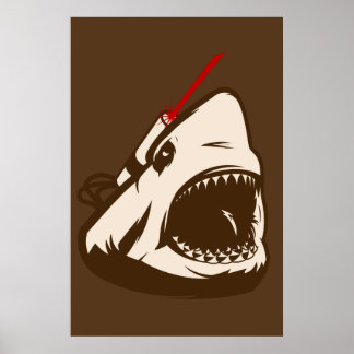 Poster Requin avec un projecteur laser Frickin'