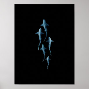 Poster Requin - Baignade Requins mignonne Drôle Cadeau