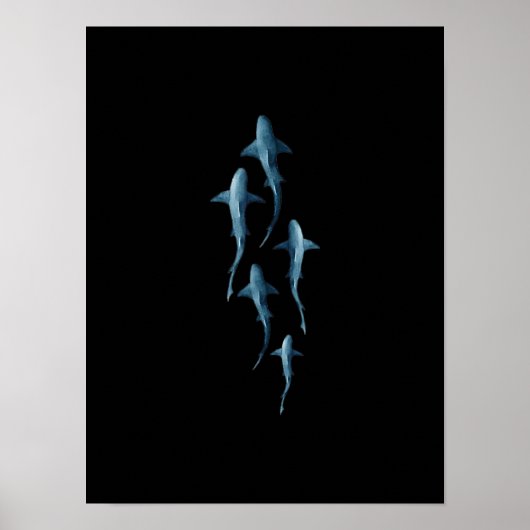 Poster Requin - Baignade Requins mignonne Drôle Cadeau (Devant)
