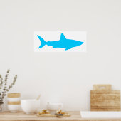 Poster Requin Blanc et Bleu Aqua (Cuisine)