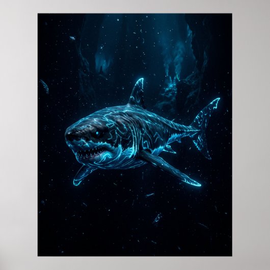 Poster Requin Blanc Géant Art de la Tranchée Abyssale (Devant)