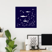 Poster requin bleu (Bureau à domicile)