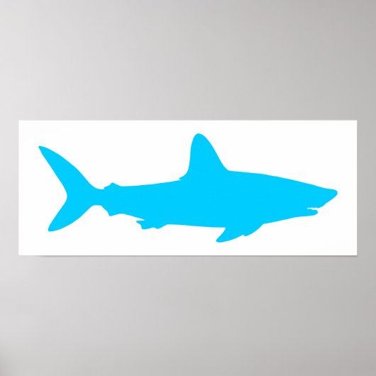 Poster Requin bleu blanc et aqua (Devant)