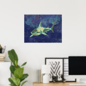 Poster requin bleu désossé (Bureau à domicile)