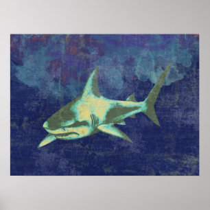 Poster requin bleu désossé