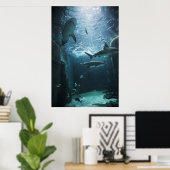 Poster Requin dans un aquarium (Bureau à domicile)