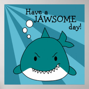 Poster Requin de dessin animé : journée géniale