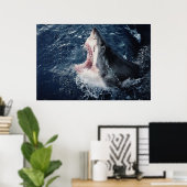 Poster Requin élevé bouche ouverte (Bureau à domicile)