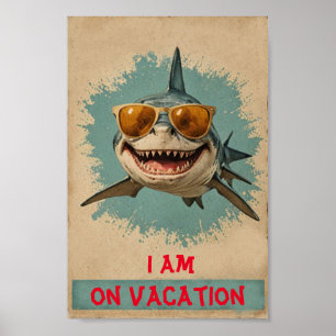 Poster Requin en vacances vintage