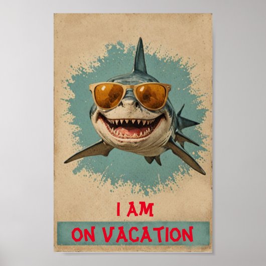 Poster Requin en vacances vintage (Devant)