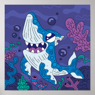 Poster Requin Heureux des Profondeurs Marines