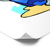 Poster requin idiot avec planche de surf (Coin)