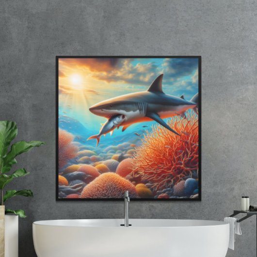 Poster Requin Majestic Parmi Le Corail