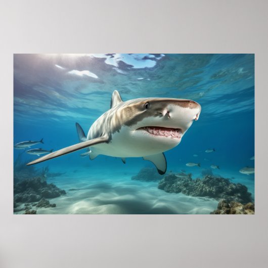 Poster Requin Marine Animal Blue Ocean Deep Sea (Devant)