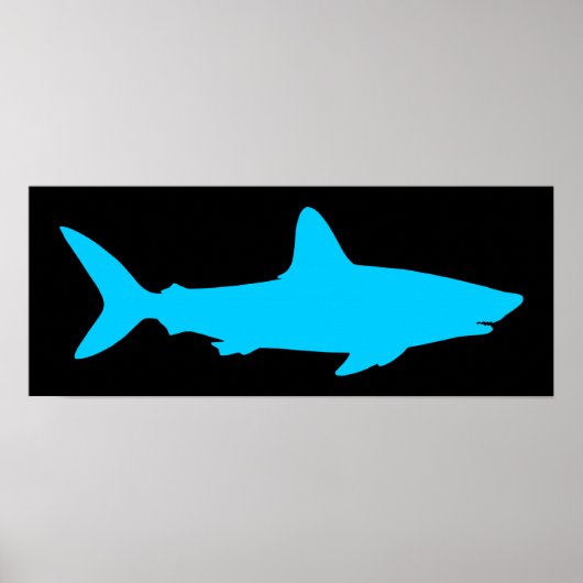 Poster Requin noir et aqua (Devant)
