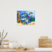 Poster Requin parmi les poissons (Cuisine)