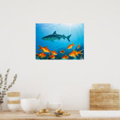 Poster Requin parmi poissons rouges (Cuisine)