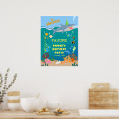 Poster Requin souriant sous la mer garçon fête d'annivers (Cuisine)