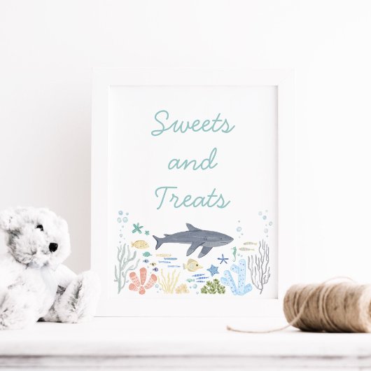 Poster Requin Sous La Mer Baby showers Sucres