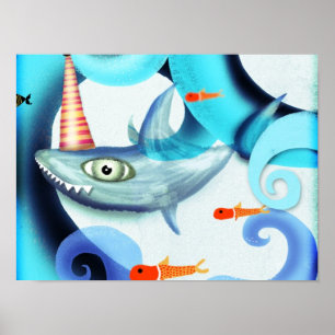 Poster Requin surf Tourbillonnant