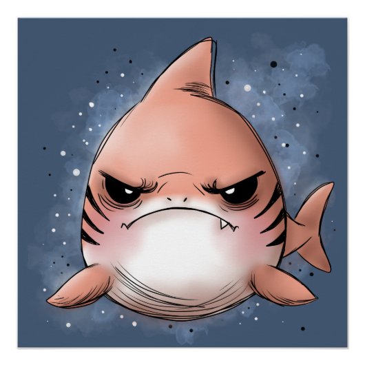Poster Requin Tigre Grincheux (Devant)