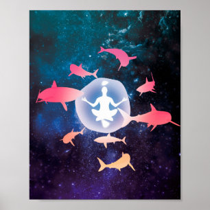 Poster Requins spatiaux et art de la méditation