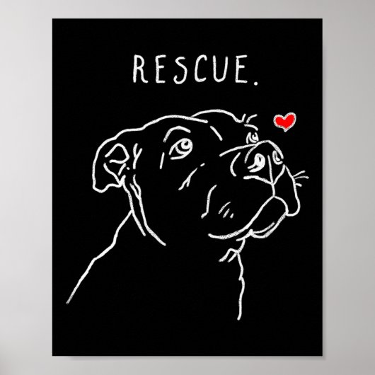 Poster Rescue Dog, Tbull Drawing, Rescue Mom, Adopt Don't (Devant)