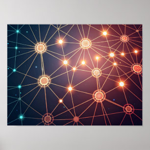 Poster Réseau neuronal Abstrait lumineux