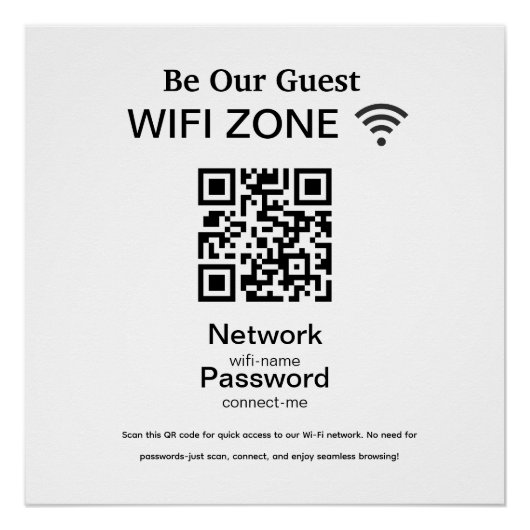 Poster Réseau Wifi | Code QR Internet Scan pour se connec (Devant)