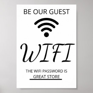 Poster Réseau Wifi et Mot de Passe Commerce de Détail