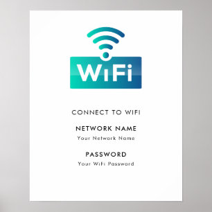 Poster Réseau Wifi Personnalisé Connexion Blanc Moderne