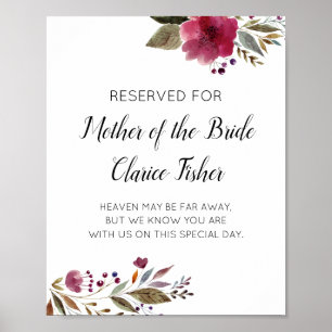 Poster Réservé à la mère de la mariée Mariage bordeaux