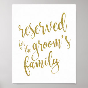 Poster Réservé au panneau de la famille du marié 8x10 pai