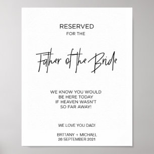 Poster Réservé au père de la mariée en souvenir affectueu
