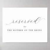 Poster Réservé | Mère du Mariage de mariée signe (Devant)