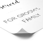 Poster Réservé pour Grooms Family Mariage Sign (Coin)