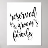 Poster Réservé pour le Mariage famille Groom 8x10 (Devant)