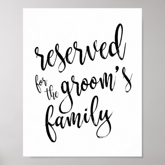 Poster Réservé pour le Mariage famille Groom 8x10 (Devant)