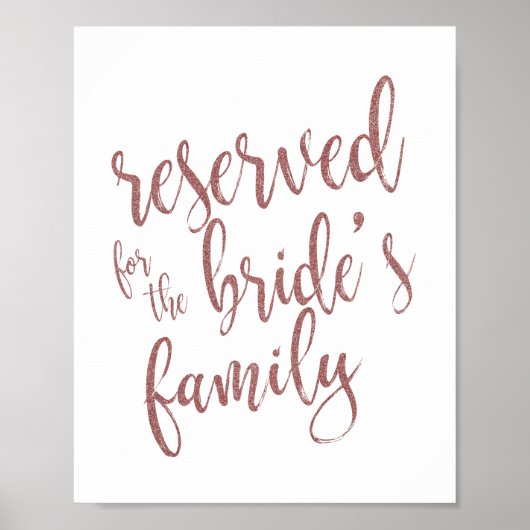 Poster Réservé pour le Rose de famille de la mariée signe (Devant)