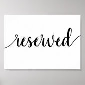 Poster Réservé simple | Script noir N'importe quel tablea (Devant)