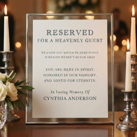 Poster Reserved for Heavenly Guest Wedding Memorial Sign