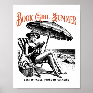 Poster Réserver Fille Summer Beach Vacation Lecture Réser
