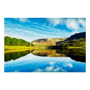 Poster Réservoir Dovestone en hiver