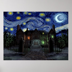 Poster Résident Evil Manoir Spencer Nuit étoilée Pixel
