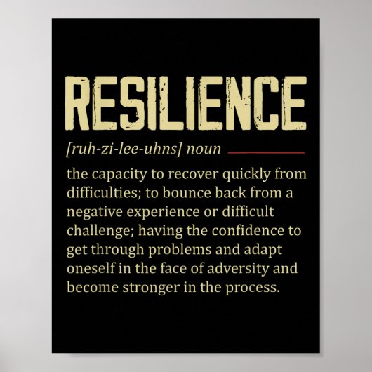 Poster Resilience Definition Dictionary Vintage Motivatio (Devant)