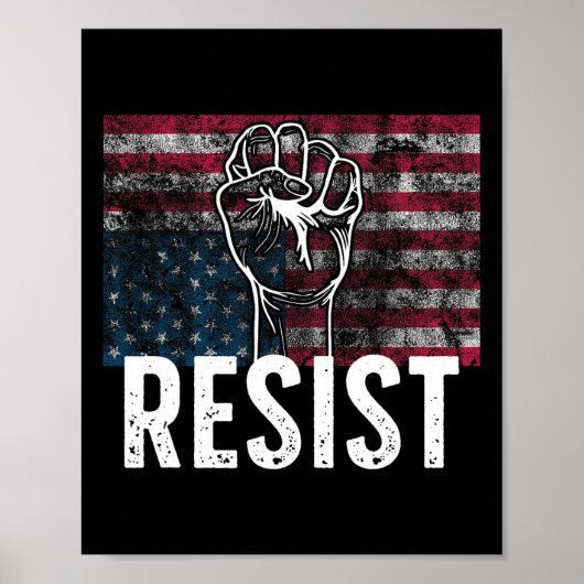 Poster Resist Distressed Upside Down American Flag Usa (Devant)