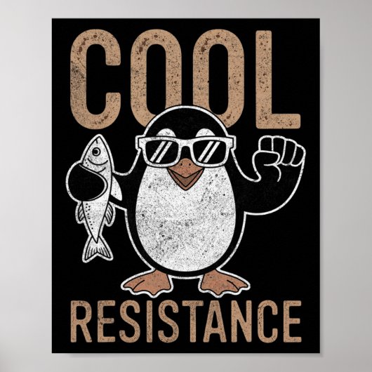 Poster Résistance Cool subtile Tarifs de pingouin protest (Devant)