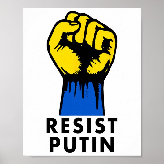 Poster Résister à Poutine Manifestation Poing Levée (Devant)