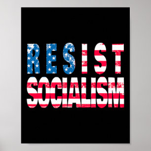 Poster Résister au socialisme - Drapeau américain patriot